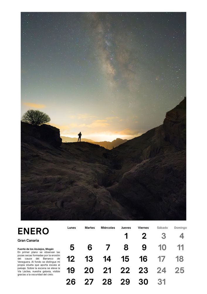 Enero de 2026 del calendario de Iván Cárdenes Muñoz: Fuente de los Azulejos, Mogán, Gran Canaria