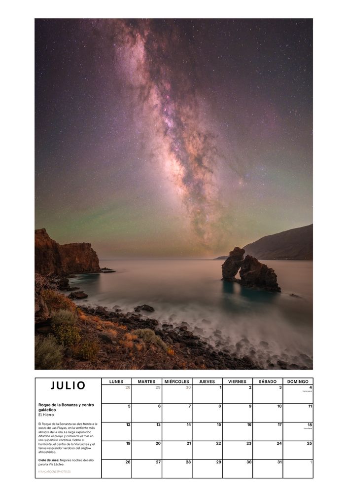Julio de 2027 del calendario de Iván Cárdenes Muñoz: el Roque de la Bonanza y el centro galáctico, El Hierro