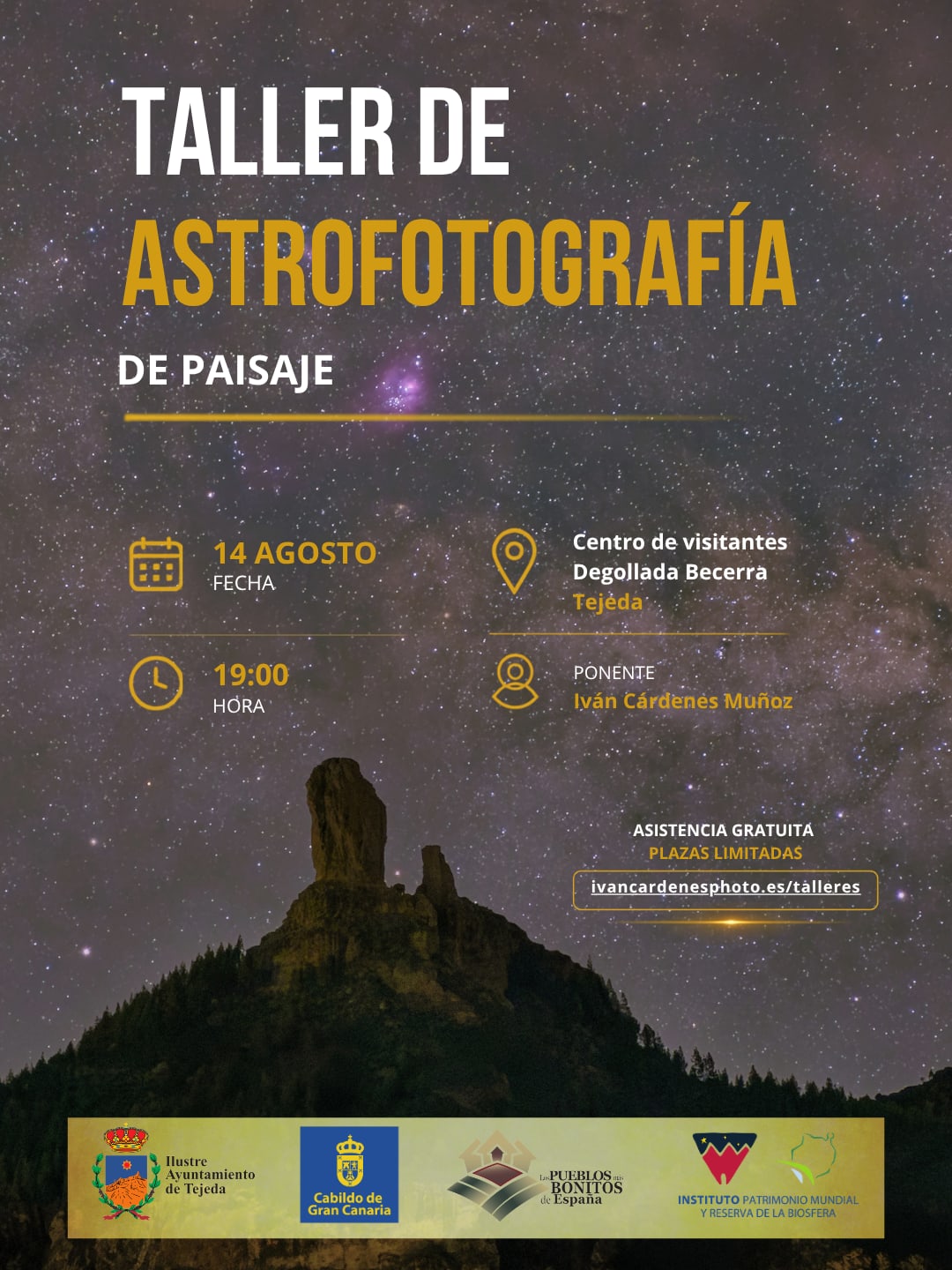 Cartel del Taller de astrofotografía de paisaje